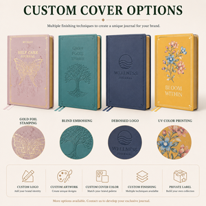Cuaderno de Notas Personalizable con Logotipo <span class=keywords><strong>en</strong></span> Lámina Dorada, Proceso de Grabado con Páginas Interiores con Borde Dorado, Diario de Autocuidado Personalizado - Product Image 4
