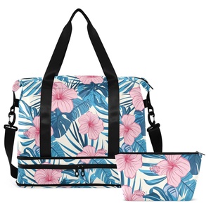 Sac de voyage pliable grande capacité pour le sport, avec séparation sec/humide, motif floral, idéal pour la douane – Vente en gros - Product Image 2