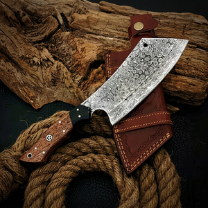Couteau de Chef Japonais Artisanal en Damas ZA DAMASCUS MAKERS, Lame Fixe Ambidextre 12 Pouces+, Housse en Cuir, Cuisine - Product Image 1