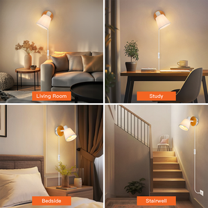 <span class=keywords><strong>Applique</strong></span> murale et plafonnier E14 au design innovant, 1 tête, base en bois moderne, abat-jour en tissu, <span class=keywords><strong>interrupteur</strong></span> filaire pour salon et chambre à coucher - Product Image 6