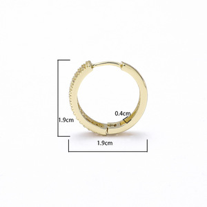 <b>Huggie</b> Earrings S925 Sterling <b>Silver</b> Copper Plated Gold Round Zirconia Micro Insert Geometric Pattern Gift Jewelry - Product Image 5
