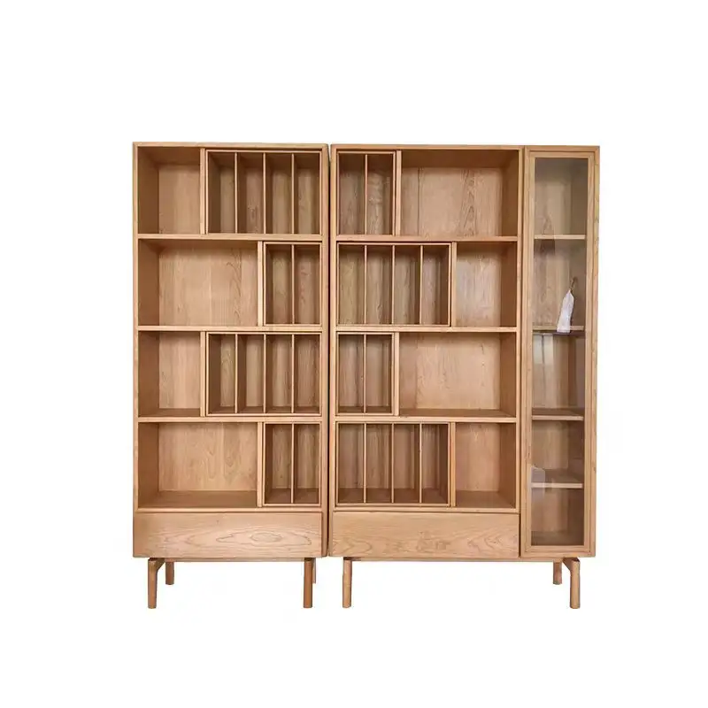 Librería negro nogal cereza madera maciza estantería gabinete Combinación libre estudio muebles estantes almacenamiento