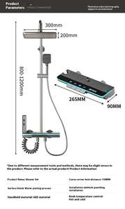 Ensemble de <span class=keywords><strong>douche</strong></span> et robinet intelligent à affichage de température multifonctionnel de haute qualité, noir, gris et blanc, à touches de piano - Product Image 3