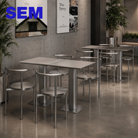 SEM Modernes Design Edelstahl Tisch und Stuhl Set Großhandel Kaffeehaus Food Court Kommerzielle Restaurant-Möbel Tischgarnitur