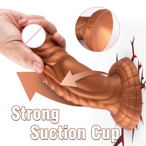 Realistic Bronze <strong>Wood</strong> Veined <strong>Dildo</strong> 7 Inch Huge Suction Cup Silicone Sex Toy Textured Shaft Balls Extreme Pleasure Women 100% - Product Image 6