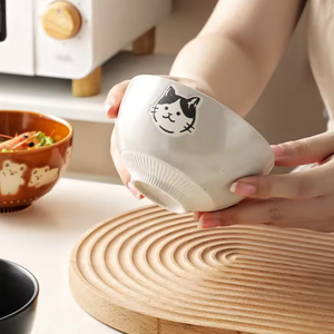 Bol à riz en céramique écologique de 4,5 pouces, motif ours et chaton Kawaii, mignon, dessin animé, pour petit-déjeuner, flocons d'avoine, lait, compatible micro-ondes, bon prix - Product Image 4