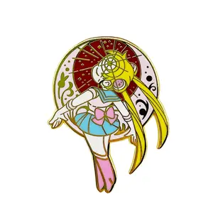 6 Design High Quality Anime Sailor girls Cloisonne Polished Alloy Brooches Pins