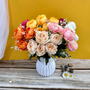 Fleurs <span class=keywords><strong>artificielles</strong></span> <span class=keywords><strong>de</strong></span> pivoine à 5 têtes, plantes et fleurs <span class=keywords><strong>artificielles</strong></span> en soie, pivoines bon marché - Product Image 5