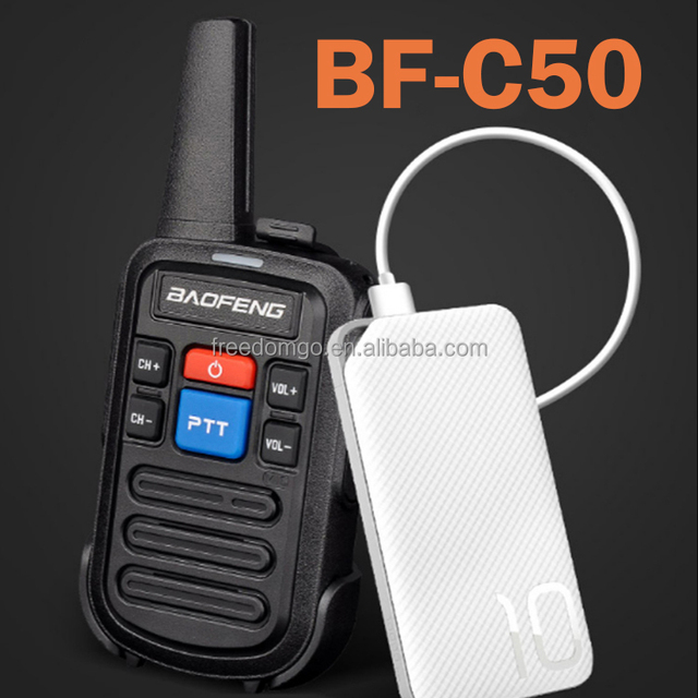 BF-C50 Long Distance Mini Handheld 2 Way Radios Walkie Talkie UHF 16 Channels 5W Output Power 1500mAh Battery IPX-1 Analog