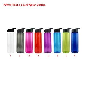 Bouteilles d'Eau de Sport en Plastique Sans <span class=keywords><strong>BPA</strong></span> de 400 ml et 750 ml avec Couvercles à Paille Rabattable, Diverses Couleurs Disponibles en Stock, Logo Personnalisé - Product Image 5