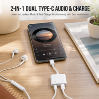 Perlindungan OTP Output DC Cepat Audio Hi-Fi USB-C ke 3.5mm untuk Android Windows Tablet Laptop Adaptor Audio Konverter Headphone