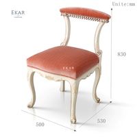 Tabouret de maquillage en velours, chaise de style classique, élégant et luxueux pour chambre à coucher, commode en bois sculpté