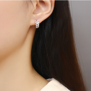 2022 nuovo stile coreano alla moda 925 in argento Sterling Leaf <span class=keywords><strong>orecchini</strong></span> <span class=keywords><strong>orecchini</strong></span> a forma di diamante con zircone <span class=keywords><strong>orecchini</strong></span> a cerchio per donne e <span class=keywords><strong>bambini</strong></span> - Product Image 1