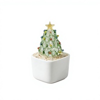 Sapin de Noël en verre de Murano effet neige, figurine artistique en cristal coloré pour la maison, accent de table hivernal