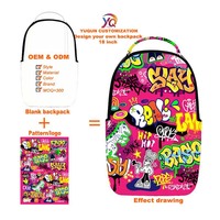 Sac à dos imprimé graffiti lettres colorées rose fluo pour filles adolescentes, idéal pour l'école, les voyages, le sport et comme sac de cours