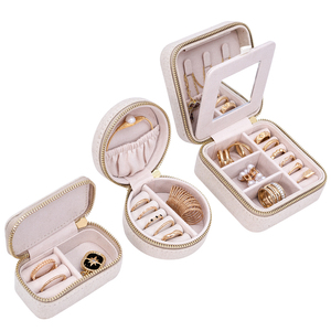 Low Moq Small Velvet Jewellery Storage Boxes Zipper Jewel Organizer Case Travel Jewelry Box For Women Girl