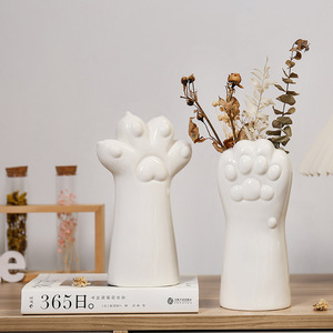 Vaso a forma di mano in ceramica di nuovo stile moderno vaso a forma di fiore per arredamento carino a forma di artiglio di gatto vaso di piante intero vendita in fabbrica vaso bianco - Product Image 2