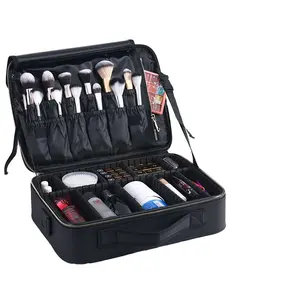 Nueva llegada S M L Estuche de cuero de maquillaje profesional multiusos Estuche de maquillaje grande y espacioso Caja de tren de belleza multifuncional