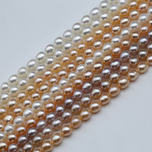 XULIN 1.5mm-12mm טבעי ורוד סגול לבן צבע רופף אורז צורת בורג חוט מים מתוקים פרל חרוז - Product Image 4
