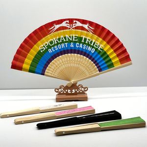 Abanico de Mano Plegable de Papel con Logotipo Impreso Personalizado, Abanico de Bambú Económico para Regalo de Boda - Product Image 1