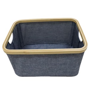 Factory-made custom bamboo hoop fabric <b>basket</b>, 600D Oxford cloth laundry <b>basket</b>, <b>foldable</b> bathroom storage box. - Product Image 1
