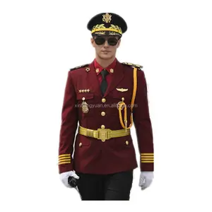 Burgundy uniform wine red coat Noble Security uniform