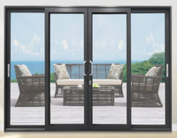 Porte coulissante en aluminium NFRC TOMA-AS 2047, 2 rails, 4 panneaux, porte coulissante à double vitrage, porte intérieure avec cadre