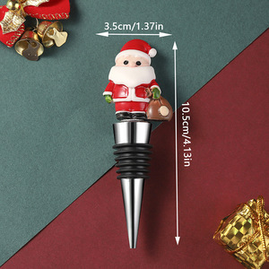 Bouchon de bouteille de vin Père Noël en résine, décoration de Noël, cadeau pour fête - Product Image 3