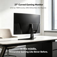 Moniteur de jeu FHD 27 pouces 240Hz VA 1ms FreeSync DP VESA avec cadre fin, écran LED, contraste 3000:1 pour la maison, le bureau et l'ordinateur