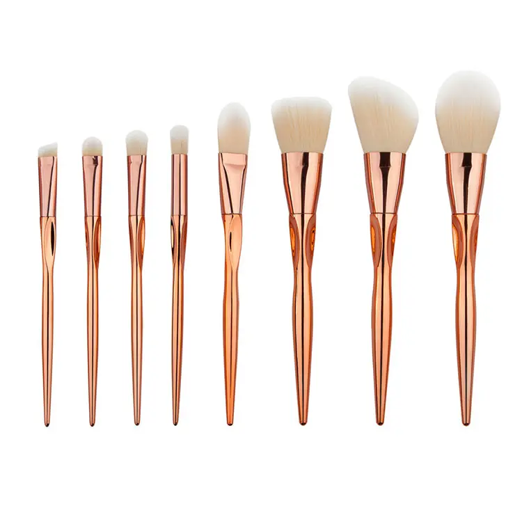 Rose Glod Colour Brush Set Best Price 8pcs Custom Logo Cute Makeup Brushes Private Label Makeup Brush Sets