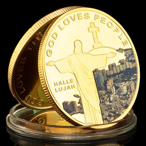 Moneda de tributo a <span class=keywords><strong>Cristo</strong></span> Redentor, tema cruzado chapado en oro, regalo de recuerdo conmemorativo, artesanía de Metal coleccionable, <span class=keywords><strong>Dios</strong></span> ama a la gente - Product Image 3