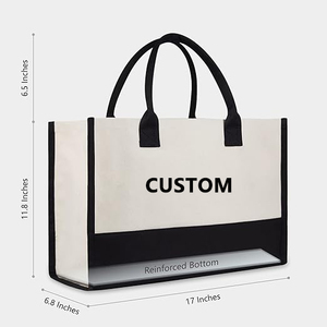 Sac de plage écologique personnalisé avec logo, sac fourre-tout en toile de coton recyclé uni pas cher, sac cadeau monogrammé de Noël, sacs de shopping - Product Image 2