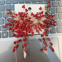 Nouvelles Boucles d'Oreilles de Mariage Plage Tendance pour Mariées, Ornées de Cristaux Exagérés, Perles et Fleurs de Corail – Accessoires d'Oreille