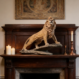 Scultura in Resina del Maestoso Re Leone, Criniera Realistica e Occhi Feroce, Statua Scolpita su Base in Roccia, Elegante Decorazione per Casa e Ufficio - Product Image 3