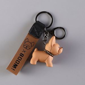 New Fashion French Punk Bulldog <b>Key</b> Chain PU Leather Dog <b>Key</b> Chain Accessories Men's and Women's <b>Key</b> Chain <b>Ring</b> - Product Image 6