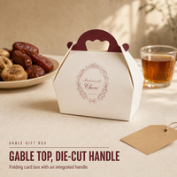 Boîte cadeau pliable en papier avec impression personnalisée pour dattes, bonbons, chocolats, noix et fruits secs, avec poignée, vente en gros directe usine