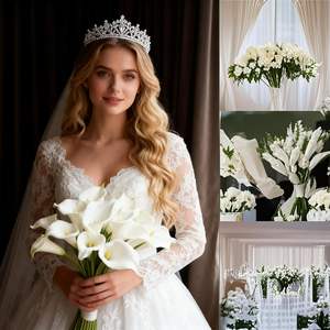 Mini-bouquet de lys calla artificiels en PU, fleurs de simulation réalistes au toucher, pour mariage et décoration intérieure - Product Image 4