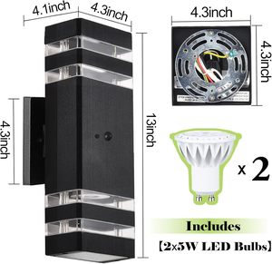Lámpara de Pared LED para Exteriores, Impermeable, de Aluminio, Cuadrada, con Iluminación Superior e Inferior, para Patios, en Forma de Tira Larga - Product Image 5