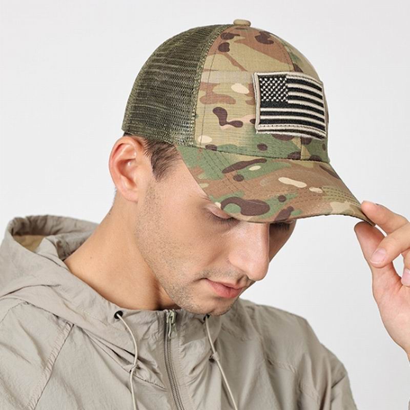 Low Profile Camouflage American USA Flag Hat Adjustable Camo Mesh Baseball Cap