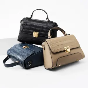 FSR188 Croco Tote Genuine Leather Women Handbag Custom OEM Low MOQ Tote Bags Fashion Bag Candy Shoulder Bag women handbags