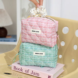 Косметичка из полиэстера и хлопка, розовая, портативный органайзер для макияжа, дорожная женская сумка для туалетных принадлежностей - Product Image 6