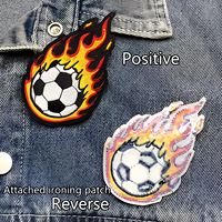 Patchs brodés personnalisés et durables à motif flamme, autocollants thermocollants pour le football, le basketball, le baseball, le volleyball, le rugby