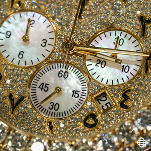 Montre à quartz de luxe de qualité supérieure en acier inoxydable 20 mm, style affaires/mode, cadran romain, verre entièrement serti de diamants, mouvement ETA - Product Image 1