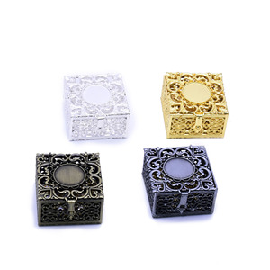 <b>Metal</b> Perforated Jewelry <b>Box</b> 6cm Zinc Alloy For Prayer Beads Necklaces Storage Gold Silver Ancient Bronze Tin - Product Image 2
