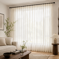 Voilages blancs modernes à plis froncés intégrés, filtrant la lumière, 108 pouces de long, 1 panneau, aspect lin texturé fin, coulissants