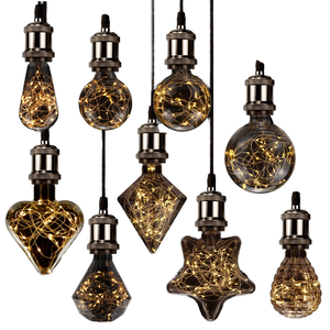 Lámpara de Alambre de Cobre con Bombilla Edison, Luces Decorativas de Navidad LED que Funcionan con Pilas, Iluminación de Cristal - Product Image 1