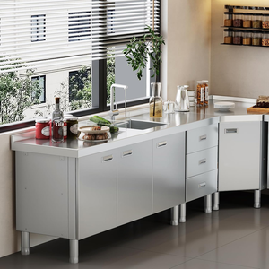 Évier en acier inoxydable avec armoire, évier utilitaire autoportant avec plan de travail et rangement, évier de cuisine commercial pour cuisine extérieure - Product Image 3