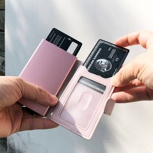 TILONSTAR TVC207P Cartera Delgada Rosa Antirrobo con Bloqueo RFID, Estuche de Aluminio, Tarjetero de Cuero Genuino - Product Image 3