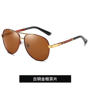Gafas de sol polarizadas a la moda para hombre, gafas de sol para conductor, gafas de conducción, gafas de sol retro con montura grande de metal - Product Image 4