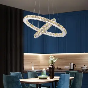 Fournisseur d'usine Design personnalisé Lustres décoratifs de salon en cristal Lampe à anneaux Plafonniers circulaires Lustre de luxe
